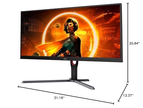 AOC U34G3X 34" Frameless UltraWide Gaming Monitor, WQHD 3440 x1440, 144Hz 1ms, FreeSync Premium, 3-Year Zero-Bright-dot (2022 Model),Black 10
