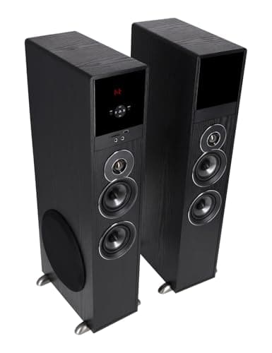 Rockville TM80B Powered Home Theater Tower Speaker System, Black, 800W, 8" Subwoofers, Bluetooth, USB/SD Playback, FM Radio, Remote Control, Karaoke Ready, Perfect for Home Entertainment