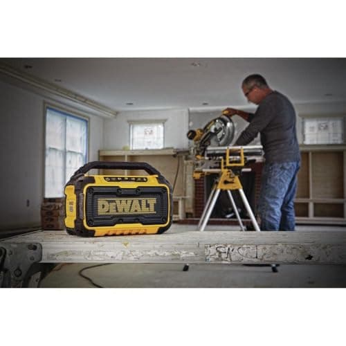 DEWALT 20V MAX Bluetooth Speaker, 100 ft Range, Durable for Jobsites, Phone Holder Included, Lasts 8-10 Hours with Single Charge (DCR010) 9