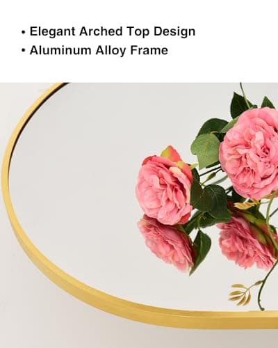 KOMCOTE Arched Full Length Floor Mirror Gold Standing Mirror for Bedroom, Living Room, or Dressing Area - Stylish Arch Design, Freestanding or Wall-Mounted, Durable & Elegant 6