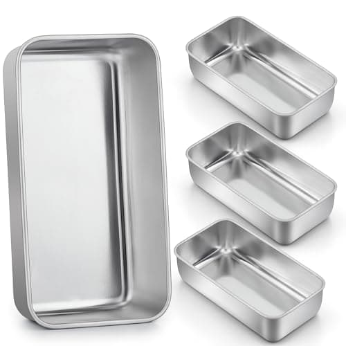 LIANYU 4 Pack Loaf Pans for Baking Bread, 9x5 Inch Bread Pan, Stainless Steel Meatloaf Baking Loaf Tin for Homemade Banana Sourdough, Dishwasher Safe