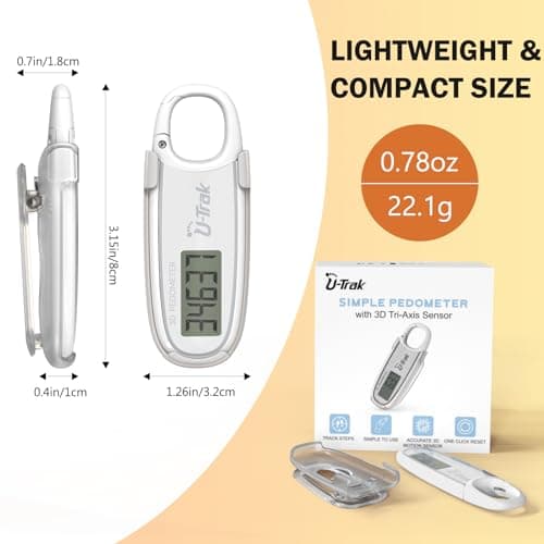 3D Pedometer for Walking with Removable Clip and Carabiner Simple Step Counter for Walking Accurate Clip On Step Tracker for Men Women Kids (White) 8