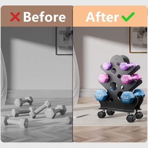 Chinpakden Dumbbell Rack Stand with Wheels(Dumbbells Not Included) - A-Frame Dumbbell Weight Rack, 3-Tiers Dumbbell Holder Weight Holder Space Saver for Home Gym.Black 4