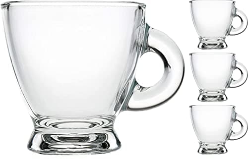 BOHEM'S Espresso Cups, 3.2 oz Small Demitasse Clear Glass Espresso Drinkware Set, Espresso Shot Glasses, Clear Expresso Coffee Cups, Tazas de Cafe Expreso (Set of 4) 8