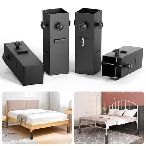 aglehome 4 Pack Bed Risers, Adjustable to 3.2", 5.1" Heights, Risers for Bed Frame Heavy Duty Bed Risers for Metal Frame Supports up to 10000 Lbs