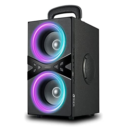 YIER Bluetooth Speakers, Wireless TWS Portable Speaker with Lights,100dB Loud Subwoofer 80w(Peak) Stereo Sound, Bassup Technology, Long Playtime for Outdoor Party