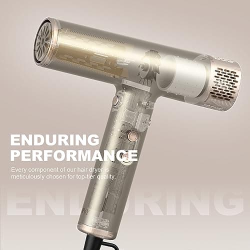 YAPOY Professional Hair Dryer with Diffuser Fast Drying 200 Million Ionic Blow Dryer with 110, 000 RPM High-Speed No Heat Damage Intelligent Thermo-Control Low Noise, Silver 5