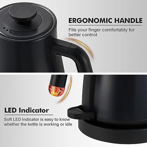 Stariver Electric Kettle Gooseneck Kettle, 1.2L Water Kettle, BPA-Free, Pour Over Tea Pot Stainless Steel for Coffee & Tea with Fast Heating, Auto-Shut Off and Boil-Dry Protection Tech, Dark Blue 7