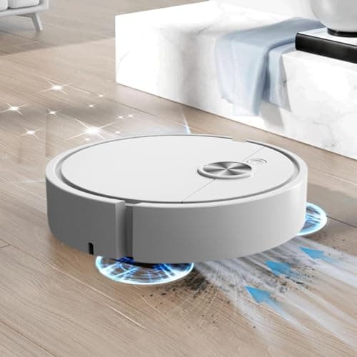 Smart Robotic Vacuum Cleaner, 3-in-1 Automatic Sweeping, Mopping & Self-Emptying for Hardwood Floors, Carpets & Pet Hair (White)