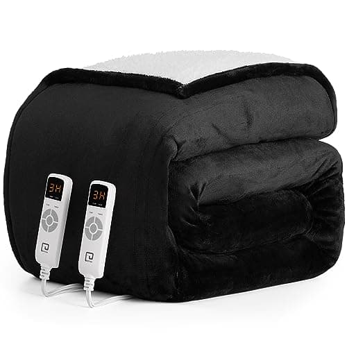 EHEYCIGA Heated Blanket King Size - 9 Heating Levels, 10 Hour Auto Off, Soft Cozy Sherpa, Dual Control, 90 x 100 Inches