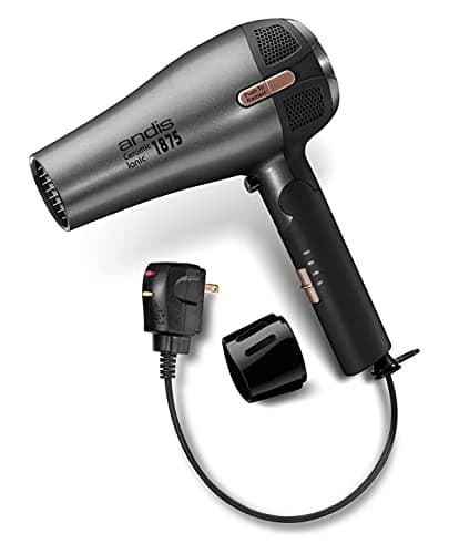 Andis 80280 Fold-n-go 1875 Watt Ceramic Ionic Dryer, Retractable Cord, Lightweight with Professional Blowout Results, Quick Drying Blow Dryer, Black/Silver 10