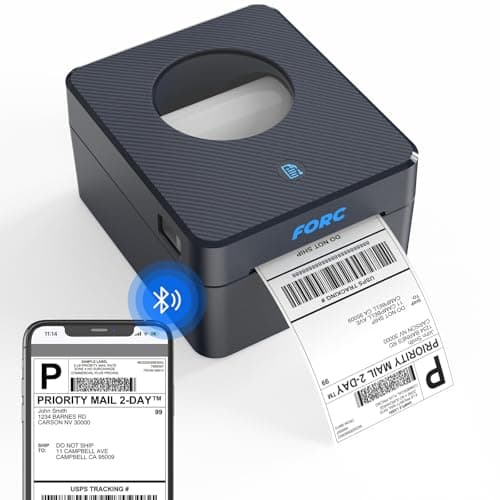 Forc Shipping Label Printer,Bluetooth Thermal Label Printer 4x6 for Small Business for Amazon,Ebay,Etsy,Shopify Shipping Packages,USPS,UPS,Support Windows, Mac, iOS, iPhone, Android(Black)