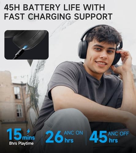 Edifier W800BT Pro Hybrid Active Noise Cancelling Headphones - Hi-Res Audio - AI Call Noise Cancellation - 45H Playtime - Fast Charging - Foldable - Wireless Over-Ear Bluetooth 5.4 Headphones - Black 7