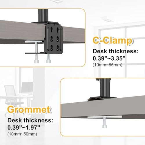 Steel Extra Tall 32 Inch 2-Section Monitor Stand Pole - with Mounting Base, Heavy Duty Center Pole (Supports Up to Max. 88 lbs), 2 Mounting Options, Black 5