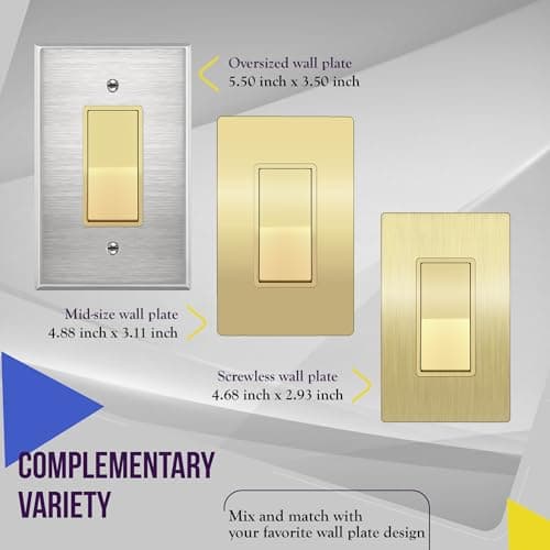 ENERLITES Elite Series Decorator Light Switch with Brushed Screwless Wall Plate, Single Pole, 3 Wire, Grounding Screw, Residential Grade, 15A 120V, UL Listed, 91150-GDWBP, Brush Gold with Wall Plate 6