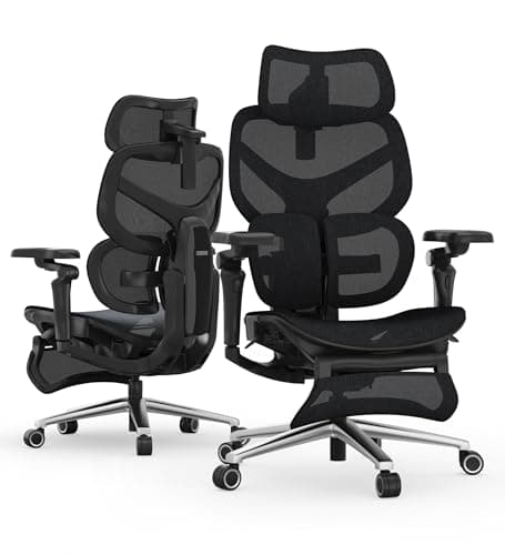 FLEXISPOT Sentinel Ergonomic Office Chair with Dual-Wing Adaptive Lumbar, 7D Armrests 4-Position Recline up to 145° Height-Adjustable Backrest Premium Mesh Computer Desk Chair for Home & Office Black