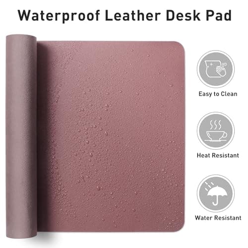 Aothia Leather Desk Pad Protector, Mouse Pad, Office Desk Mat,Non-Slip PU Leather Desk Blotter, Laptop Desk Pad, Waterproof Desk Writing Pad for Office and Home (Dark Pink, 23.6" x 13.7") 6