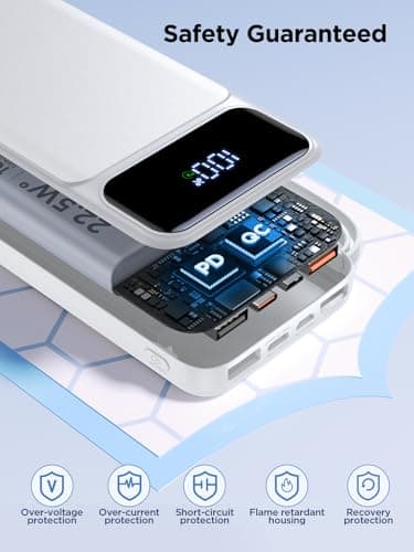 Aioneus Magnetic Portable Charger 10000mAh Magnetic Power Bank with PD 20W USB-C Fast Charging & Slim for Magsafe Battery Pack for iPhone 16/15/14/13/12 Pro/Max/Plus/Mini(Black) 7