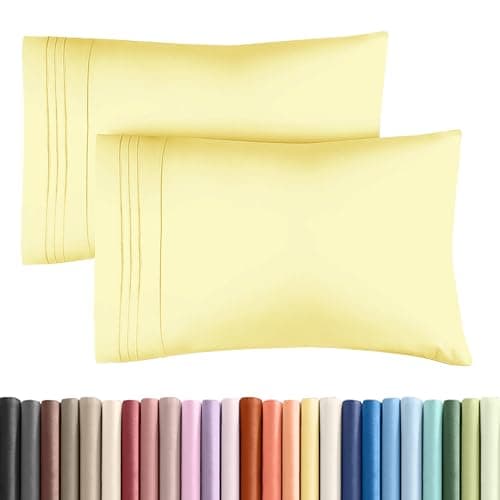 Queen Pillow Cases Set of 2 - Ultra Soft Hotel Quality Pillowcase Covers - Comfy, Cozy & Wrinkle Free - Shrinkage, Stain and Fade Resistant - Machine Washable Pillow Protectors - 2 Piece Set - Yellow