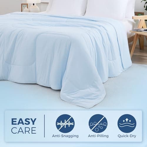 downluxe Cooling Comforter King Size, Cooling Blankets for Hot Sleepers, Cold Blanket, Summer Comforter with Q-Max>0.4 Arc-Chill Cooling Fiber, Light Blue 6