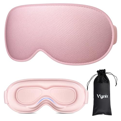 Vynix Sleep Mask for Women Men - 100% Blackout Eye Masks for Sleep, Lash Extensions 3D Contoured Sleeping Mask, Soft Adjustable Light Blocking Eye Cover Blindfold for Travel, Pink