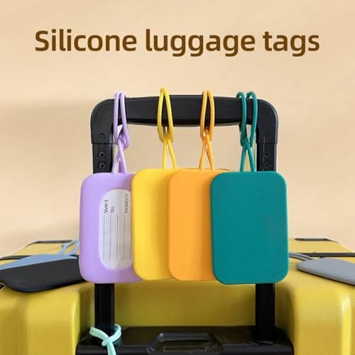 8 Pack Silicone Luggage Tags for Suitcases - Suitcase Tags, Colour Travel Tags for Luggage, Easy to Identify and Mark 7