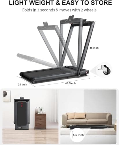 Walking Pad Treadmill - Treadmills for Home & Office - Portable Treadmill with Remote Control, LED Display, 265 LB Capacity, Space-Saving Compact Treadmill for Walking, Jogging, and Running 7