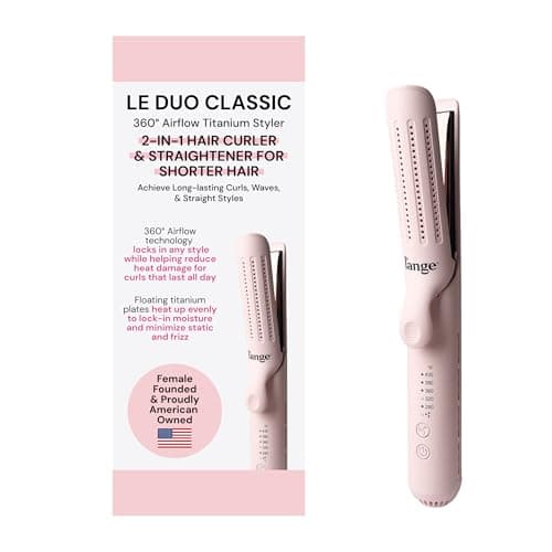 L'ANGE HAIR Le Duo Standard 360° Airflow 2 in 1 Straightener and Curler | 1 Inch Curling Wand & Titanium Flat Iron with 3.5" Plates | Hair Straightener & Curler for Short to Medium Hair (Blush)