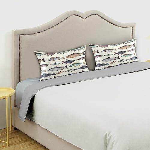 Vintage Fishes Pillow Covers Silk Pillowcase for Hair and Skin Soft Smooth Breathable Cooling Satin Pillowcase Standard Size Pillow Case for Women Hot Sleepers, Night Sweats Bed (20x30 Inch) 5