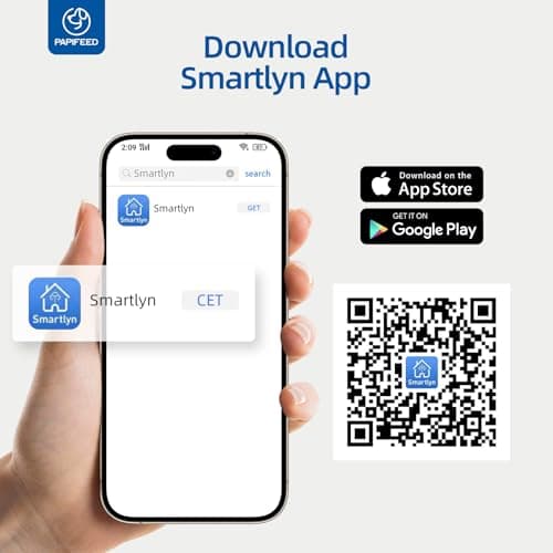 PAPIFEED Automatic Cat Feeder 6L 2.4G WiFi Smart Pet Feeder with Camera & Two-Way Audio, Adjustable Angle, Easy to Clean Detachable Feeding Schedule 1-10 Meals Per Day for Cats & Small Dogs - White 8