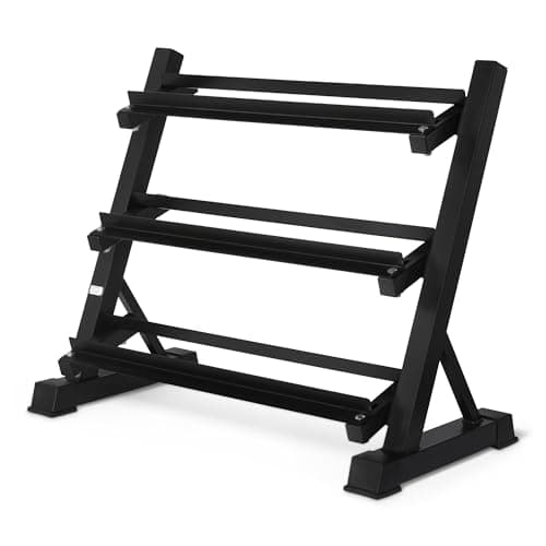 Amazon Basics 3-Tier Adjustable Dumbbell Weight Rack, Sturdy Steel Stand Only, Black