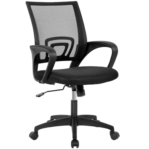 Home Office Chair Ergonomic Desk Chair Mid-Back Mesh Computer Chair Lumbar Support Comfortable Executive Adjustable Rolling Swivel Task Chair with Armrests(Black)