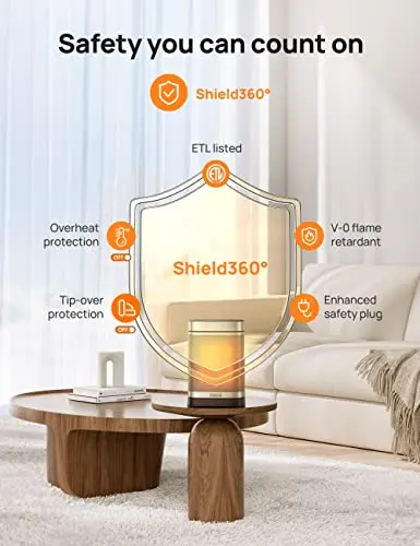 DREO Space Heater for Bathroom and Indoor, Portable Heater, 1500W Safe and Quiet PTC Ceramic Heater, 41-95°F Digital Thermostat, 70°Oscillating, Remote, ALCI Safety Plug, 12h Timer, 5 Modes 5