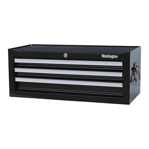 Workington Industrial 3 Drawers Portable Metal Intermediate Box, 26" Middle Tool Chest Cabinet with Ball Bearing Drawer Slides, Steel Tool Storage Box Organizer 4009 Black
