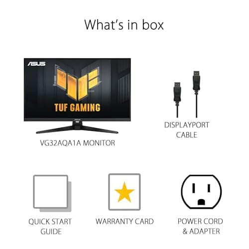 ASUS TUF Gaming 31.5” 1440P HDR Monitor (VG32AQA1A) - QHD (2560 x 1440), 170Hz, 1ms, Extreme Low Motion Blur, FreeSync Premium, DisplayPort, HDMI, HDR-10, Shadow Boost, VESA Wall Mountable 7