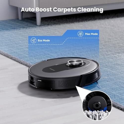 Proscenic Q8 Robot Vacuum Cleaner with Mop, Ultra Strong 6000Pa Robotic Vacuum with Lidar Navigation, 5 Real-Time Mapping, WiFi/Alexa/APP Remote Control Robot Hoover for Floor Carpet Pet Hair 6