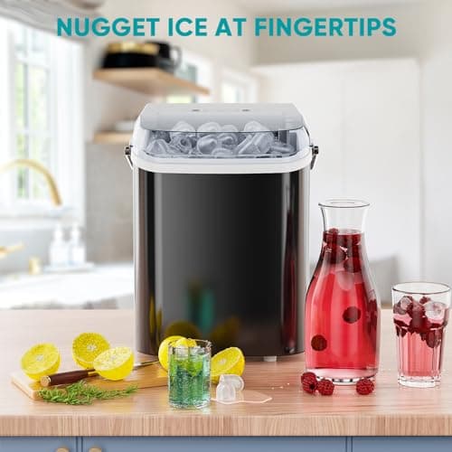 Sweetcrispy Countertop Ice Maker Machine Self-Cleaning, Fast Making 9 Ice Cubes in 6 Minutes, 26.5lbs/24Hrs, 2 Sizes Bullet Ice, Portable Ice Machine with Ice Scoop, Basket and Handle 6