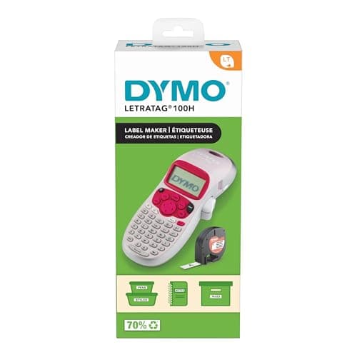 DYMO LetraTag LT-100H Handheld Aesthetic Label Maker, ABC Keyboard Label Printer with Easy-to-Use, 13 Character LCD Screen, Great for Home & Office Organization, Pink 10