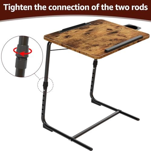 Folding TV Tray Adjustable Dinner - Trays for Eating On Couch Wooden Tables Mate Stand Foldable Desk with Cup Holder Portable 9