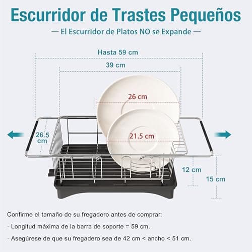 MAJALiS Dish Drying Rack - Use for Countertops & in-Sinks & Over-Sink, Stainless Steel Dish Drainers for Kitchen Counter, Inside Dish Dryer Racks, 10.4''W x 15.5''~23.5''L, Silver 7