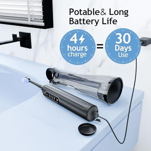 3 in 1 electric toothbrush with water flosser combo for adults portable cordless all in one travel toothbrush flosser teeth cleaning kit black 8