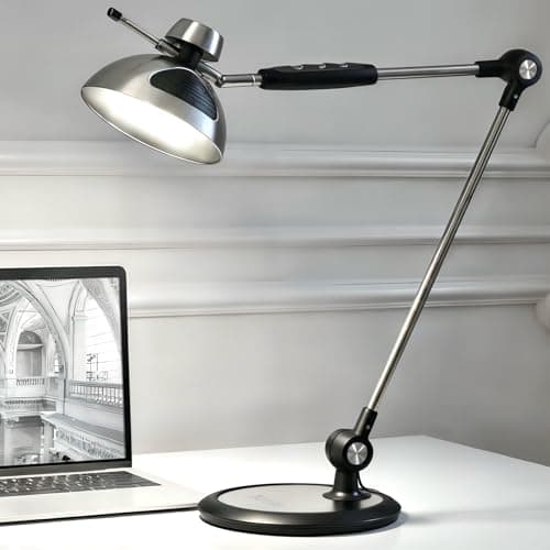 OTUS LED Desk Lamp for Home Office, Gesture On Off and Touch Control, Tall Architect Swing Arm Desk Light, 1500 Lux Eye Care Dimmable, 12 Levels, 3 Color Temps, Weighted Metal Base
