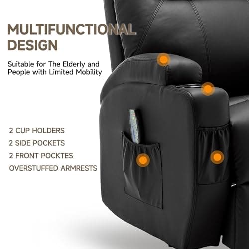 Korser Recliner Chair, Rocking Chair with Massage and Heat, 360° Swivel Recliner Chairs for Adults, Rocker Manual Recliner with Remote Control and Cup Holder for Living Room, Bedroom, Nursery 9