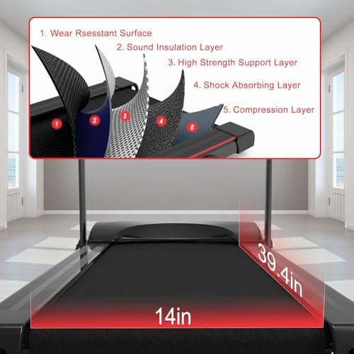 MonSports Portable Foldable Treadmill with Incline for Running and Walking, Treadmill with LCD Monitor, Fitness Exercise Machine for Home & Office, 220 lbs Weight Capacity(Black) 6