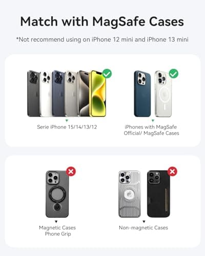 Kuulaa Power Bank Ultra Slim, 0.28 in MagSafe PowerBank 5000 mAh, PD20W Small Power Bank, Magnetic Wireless External Mobile Phone Batteries for iPhone 16 Pro/15/14/13/12 Series (Black) 8