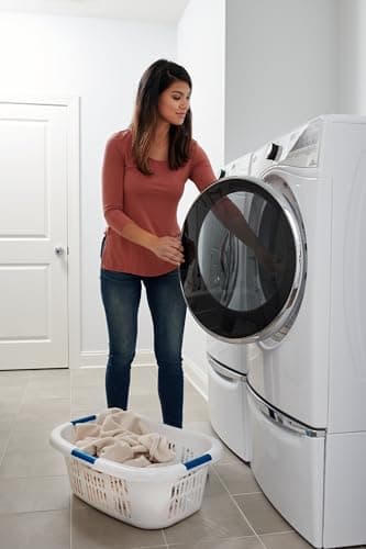 Rubbermaid Large Hip-Hugger Laundry Basket/Hamper, 1.5-Bushel, White, Stackable Storage Bin/Organizer for Bathroom/Bedroom/Dorm/Home 7