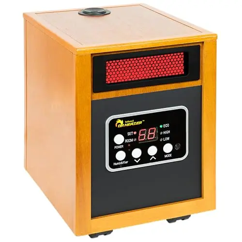 Dr. Infrared Heater DR-968H Indoor Portable Space Heater with Humidifier, 1500-Watt, Cherry