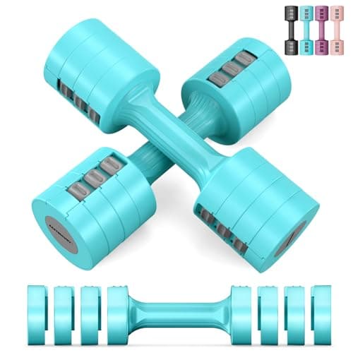 EAST MOUNT Adjustable Dumbbells 5 lb Dumbbells Set of 2 / Pair 10 lb Total Free Weights 6 in 1 Women Hand Weights for Home,Office,Gym Exercise Training 2lb 3lb 4lb 5lb Fast Adjust
