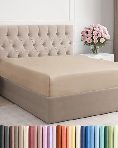 King Fitted Bed Sheet - Bottom Single Fitted Sheet Only - Ultra-Soft Hotel Luxury Bedding w/ 8-16 Inch Deep Pockets - Breathable, Cooling & Wrinkle Free - Easy-Care, Fade & Shrink Resistant - Cream