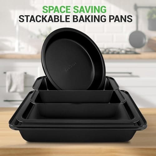 NutriChef 10-Piece Non-Stick Baking Set – Heavy-Duty Carbon Steel Bakeware Set w/ Cookie Sheets, Muffin Pan, Roasting Pan, Cake Pan, Baking Tray, Pizza Pan – Effortless Food Release & Easy Cleanup 6